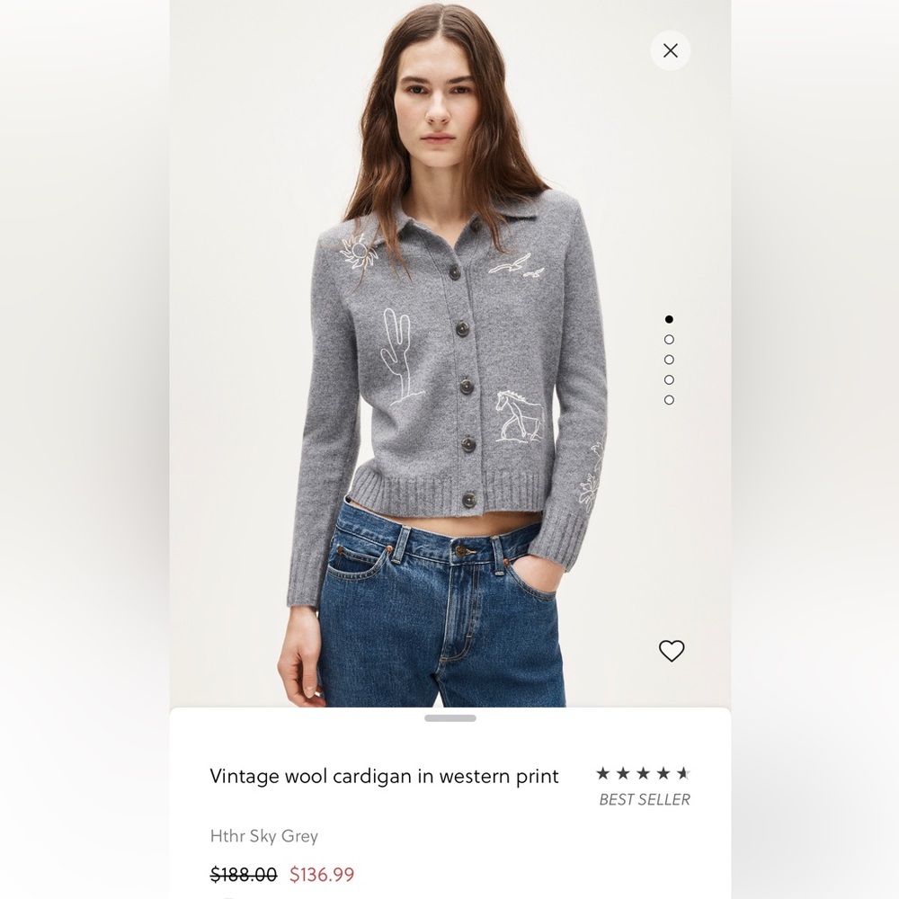 J. Crew NWT Heather Gray Vintage Wool Cardigan Sweater